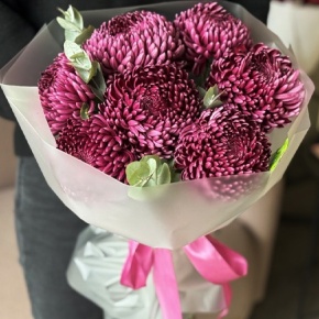 Букет "Виноградный" из 7 хризантем Бигоуди в Истре