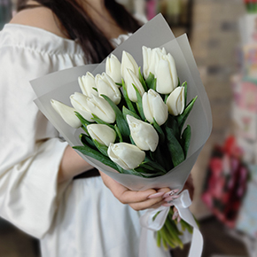 Букет из 15 белых тюльпанов в Истре