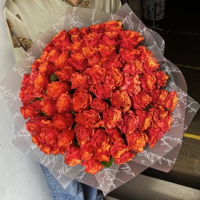 Букет 75 огненных роз (40 см) в Истре