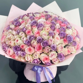 Букет из 101 розы нежный микс (40 см) в Истре