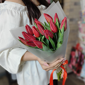 Букет из 15 красных тюльпанов в Истре