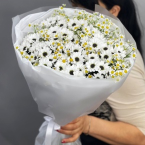 Букет "Понарошку" из хризантем сантини и ромашек в Истре