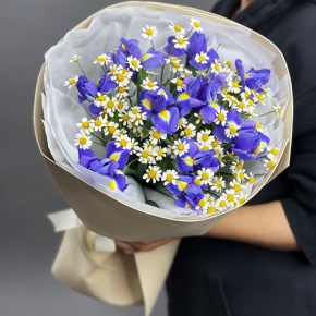 Букет из ирисов и ромашек в Истре