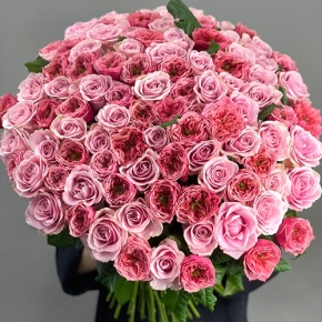 Нежный букет из 101 розы Риджентс парк и Аваланж микс  (70 см) в Истре