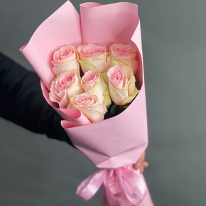 Букет 7 Кенийских розовых роз (40 см) в Истре