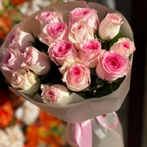 Букет из 15 розовых роз Кения (40 см) в Истре