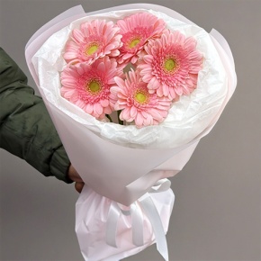 Букет из 5 розовых гербер мини в Истре