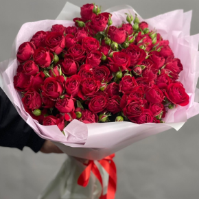 Букет из 17 красных кустовых пионовидных роз (50 см) в Истре