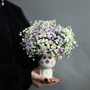 Композиция из гипсофил в керамическом кашпо в Истре