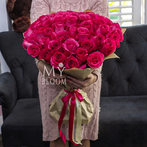 Букет 51 роза Эквадор Пинк Флоид (60 см) в Истре